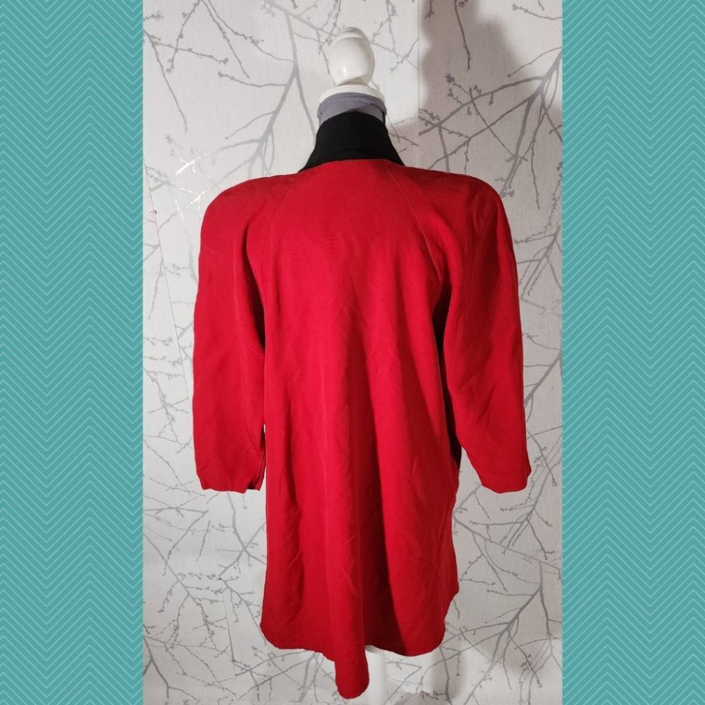 Algo Vtg Red & Black Colorblock Open Front Long B… - image 3